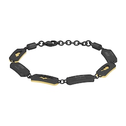 Police Crusader Men's Batman Black & Gold Tone Stainless Steel Link Bracelet