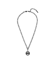 Police Batwing Men's Black & Gunmetal Stainless Steel Spinning Bat Necklace