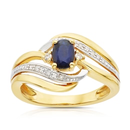 9ct Yellow Gold Sapphire & Diamond Eternity Ring