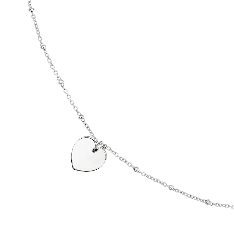 Sterling Silver Heart Disc Fancy Chain Engravable Necklet