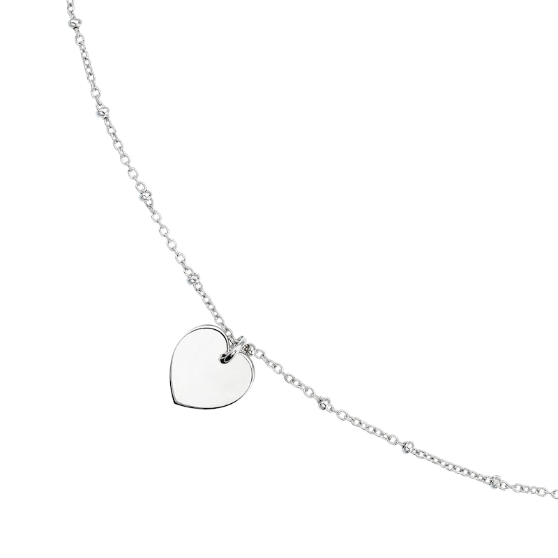 Main Image 1 of Sterling Silver Heart Disc Fancy Chain Engravable Necklet