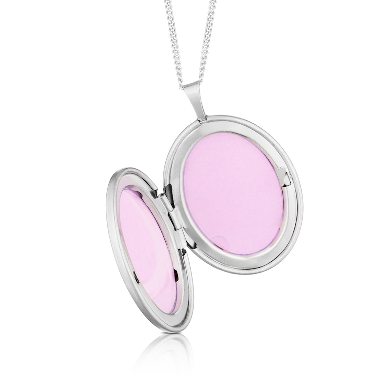 Main Image 2 of Sterling Silver Oval Floral Pattern Engravable Locket