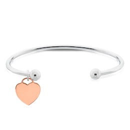 Sterling Silver Heart Tag Engravable Bangle
