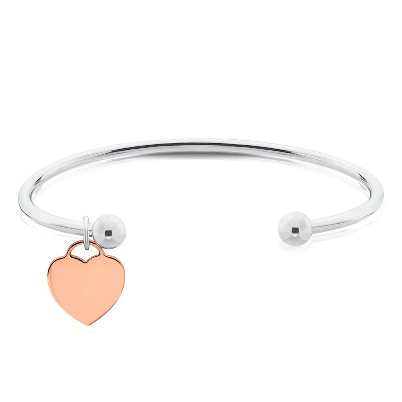 Main Image 1 of Sterling Silver Heart Tag Engravable Bangle