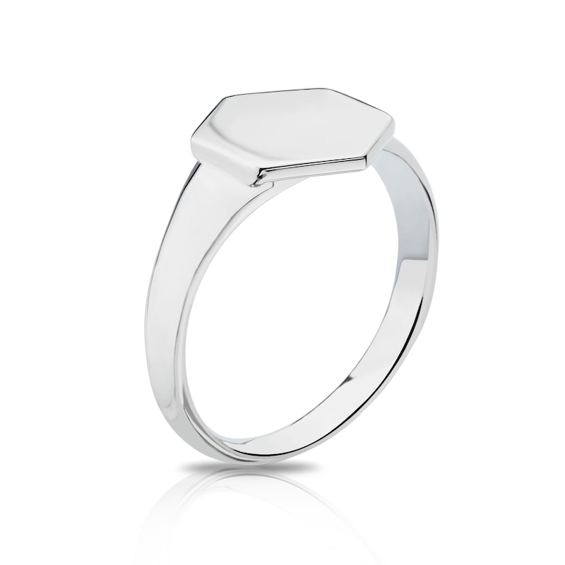 Main Image 2 of Sterling Silver Hexagon Engravable Signet Ring