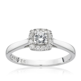 The Forever Diamond 18ct White Gold Princess Halo 0.25ct Total Ring