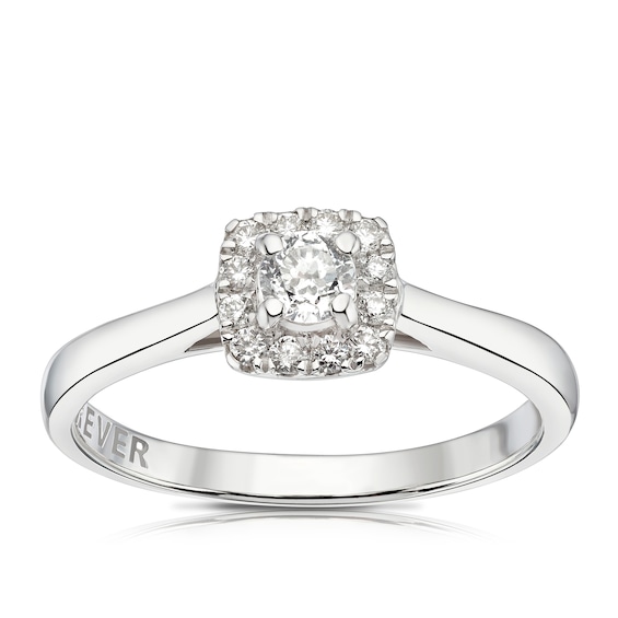 Engagement Ring The Forever Diamond 18ct White Gold Halo 0.25ct Diamond Ring