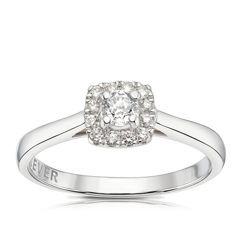 The Forever Diamond 18ct White Gold Princess Halo 0.25ct Ring