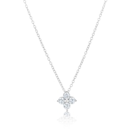 Sterling Silver Cubic Zirconia Flower Motif Pendant