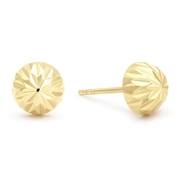 9ct Yellow Gold Diamond Cut Half-Ball 6mm Stud Earrings
