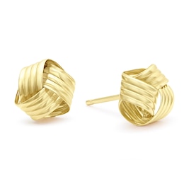 9ct Yellow Gold Ribbed Knot 8mm Stud Earrings