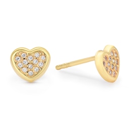 9ct Yellow Gold Cubic Zirconia Heart Stud Earrings