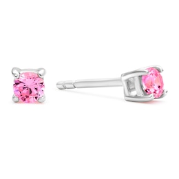 Sterling Silver Pink Cubic Zirconia Stud Earrings