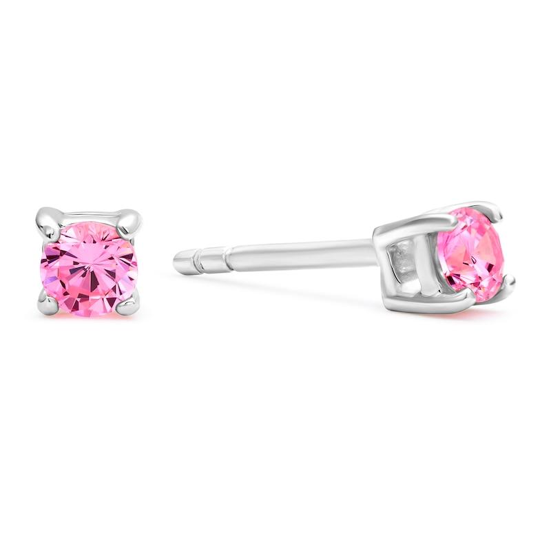 Main Image 1 of Children's Sterling Silver Pink Cubic Zirconia Stud Earrings