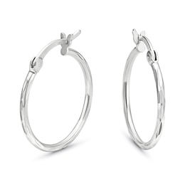 Sterling Silver Diamond Cut 20mm Hoop Earrings