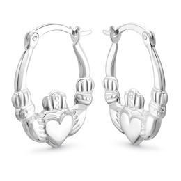 Sterling Silver Claddagh Hoop Earrings