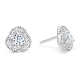 Sterling Silver Cubic Zirconia Knot Stud Earrings