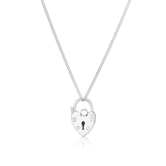 Sterling Silver Padlock Pendant 18"
