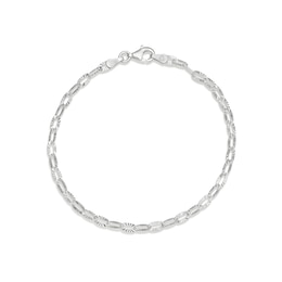 Sterling Silver Diamond Cut Flat Oval Belcher Bracelet