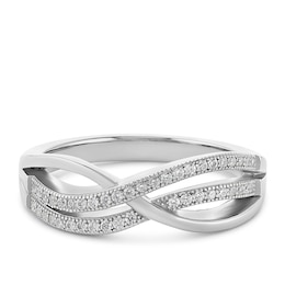 Sterling Silver Cubic Zirconia Double Crossover Ring