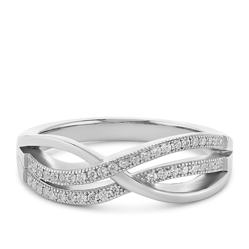 Main Image 1 of Sterling Silver Cubic Zirconia Double Crossover Ring