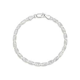 Sterling Silver Diamond Cut Large Oval Link Bracelet