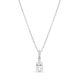 Sterling Silver Created White Sapphire Oval Pendant