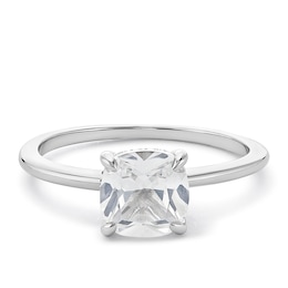 Sterling Silver Created White Sapphire Cushion Ring