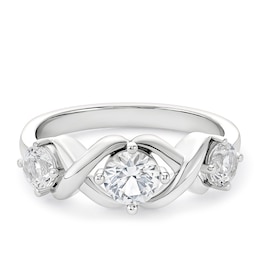 Sterling Silver Created White Sapphire Kiss Eternity Ring
