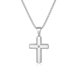 Men's Stainless Steel Cubic Zirconia Cross Pendant