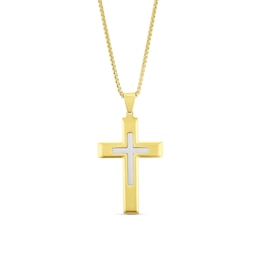 Men's Stainless Steel & Yellow Gold IP Cross Pendant