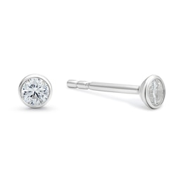 Sterling Silver Cubic Zirconia Rubover 3mm Stud Earrings