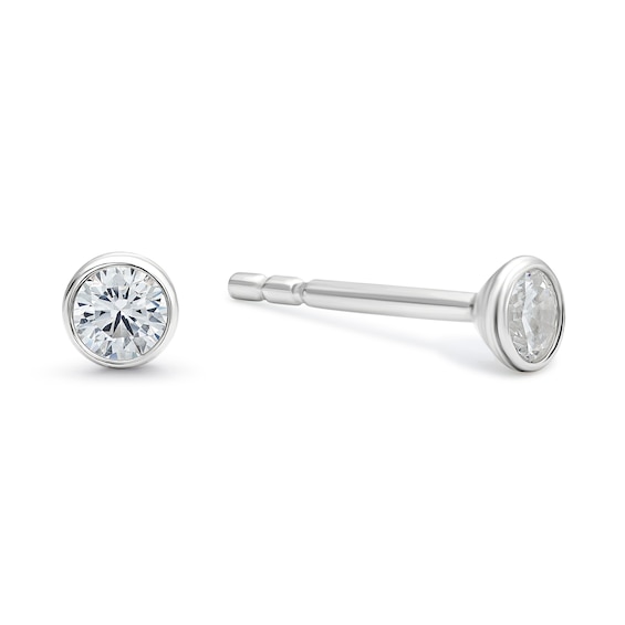 Children's Sterling Silver Cubic Zirconia Rubover 3mm Stud Earrings