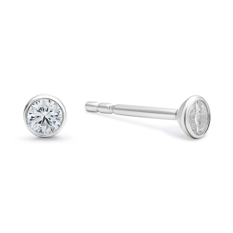 Main Image 1 of Children's Sterling Silver Cubic Zirconia Rubover 3mm Stud Earrings