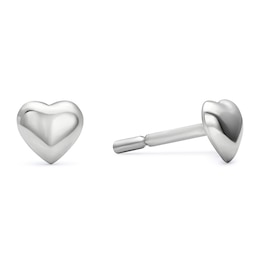 Sterling Silver Puff Heart Stud Earrings
