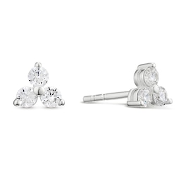 Sterling Silver Cubic Zirconia Trio Stud Earrings