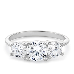 Sterling Silver Cubic Zirconia Round Trilogy Ring