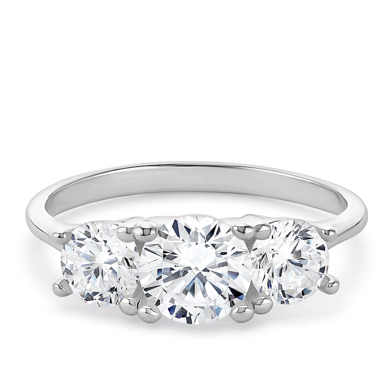 Main Image 1 of Sterling Silver Cubic Zirconia Round Trilogy Ring
