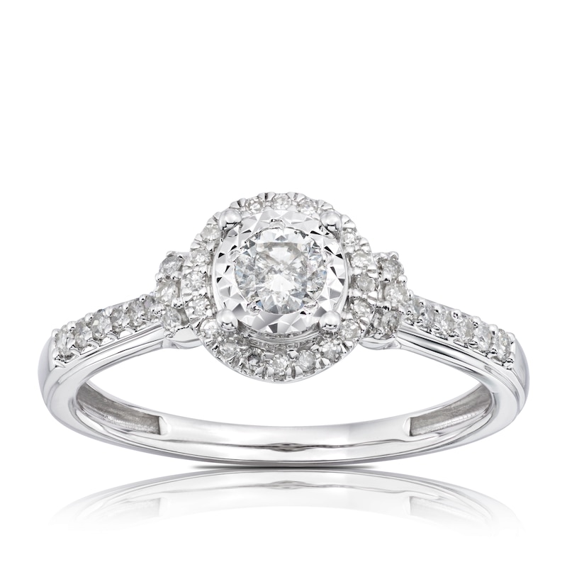 9ct White Gold 0.33ct Total Diamond Round Halo Ring