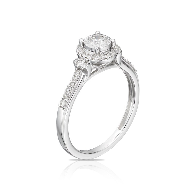 Main Image 2 of 9ct White Gold 0.33ct Total Diamond Round Halo Ring