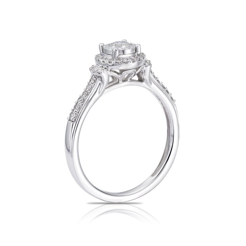 Main Image 3 of 9ct White Gold 0.33ct Total Diamond Round Halo Ring