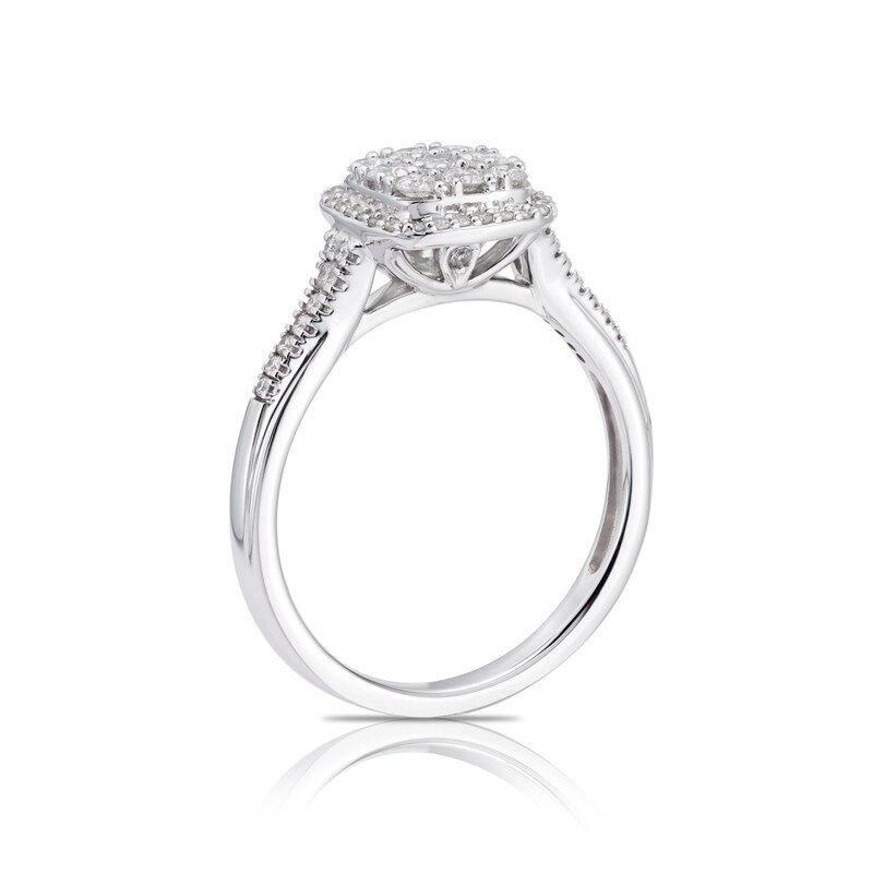 9ct White Gold 0.40ct Total Diamond Cluster Ring