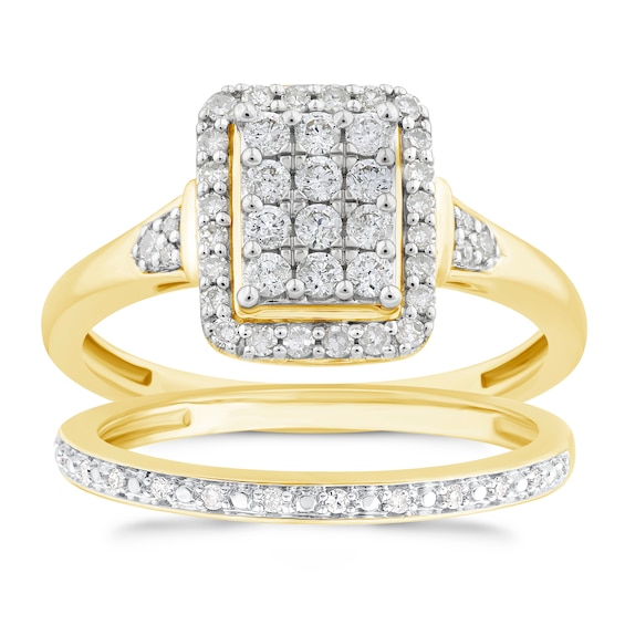 Engagement Ring Perfect Fit 9ct Yellow Gold Bridal Set 0.40ct Diamond Ring