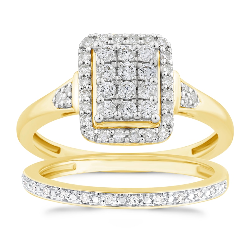 Perfect Fit 9ct Yellow Gold 0.40ct Total Diamond Bridal Set