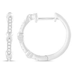 Sterling Silver Diamond Kiss Hoop Earrings