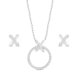Sterling Silver 0.15ct Total Diamond Kiss Earring & Pendant Set