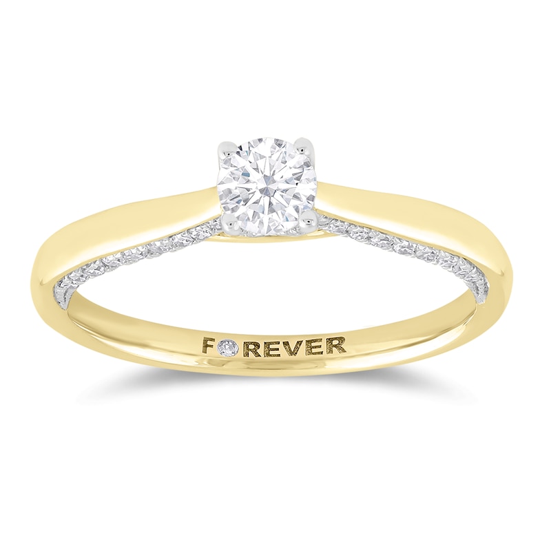 Main Image 1 of Engagement Ring The Forever Diamond 18ct Yellow Gold 0.40ct Total Ring