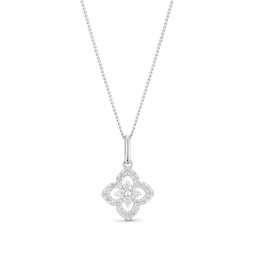 Sterling Silver Cubic Zirconia Clover Motif Pendant Necklace
