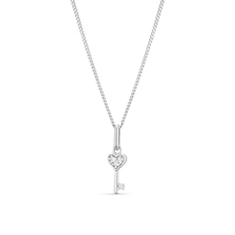Sterling Silver Cubic Zirconia Heart Key Pendant