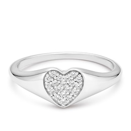 Sterling Silver Cubic Zirconia Heart Signet Ring